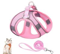 Cat Harness Design for Outdoor Cats, Cat Explorer Harness, Adjustable Soft Mesh Vest with Reflective Safety Strips, Escape Proof, Easy to Wear Cats (E,M)