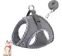 Cat Harness Design for Outdoor Cats, Cat Explorer Harness, Adjustable Soft Mesh Vest with Reflective Safety Strips, Escape Proof, Easy to Wear Cats (L,L)