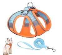 Cat Harness Design for Outdoor Cats, Cat Explorer Harness, Adjustable Soft Mesh Vest with Reflective Safety Strips, Escape Proof, Easy to Wear Cats (A,XS)