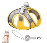 Cat Harness Design for Outdoor Cats, Cat Explorer Harness, Adjustable Soft Mesh Vest with Reflective Safety Strips, Escape Proof, Easy to Wear Cats (D,M)