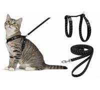 cat harness - Elza black - 22-32cm - 27-46cm - leash 110cm - adjustable nylon - reflective - with carabiner
