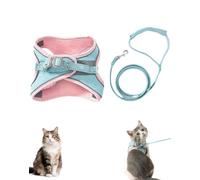Cat Harness - Escape-Proof Catharness + Leash Set, Breathable Soft Adjustable Step-in Cats Leash, Easy Wear Outdoor for Small Medium Cats (Pink, L)