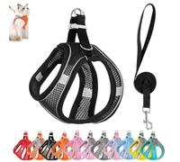Cat Harness, Harness Adjustable Soft Mesh Vest with Reflective Safety Strips, Cat Harness and Leash Set for Outdoor, Pet Walking Vest Suitable for Most Pet Sizes(J,XXS)