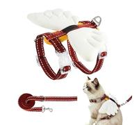 Cat Harness & Leash Set, Angel Wing Pet Vest with Metal D-Ring, Adjustable Escape-Proof Walking Chest Strap for Kitten Small Medium Cats