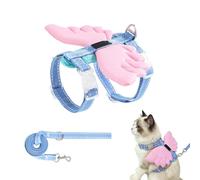 Cat Harness & Leash Set, Angel Wing Pet Vest with Metal D-Ring, Adjustable Escape-Proof Walking Chest Strap for Kitten Small Medium Cats