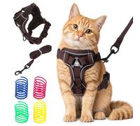 Cat Harness with Lead, Escape Proof and Four Cat Toys, Cat Lead, Adjustable Cat Chest Harness with Reflective Stripes & Breathable Mesh, for Kittens, Puppies