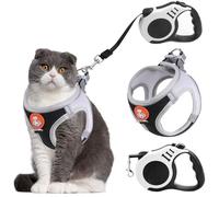 Cat Harness with Lead, Escape Proof, Cat Lead with Harness for Cats, Cat Harness, Escape Proof for Cats, Dogs with 5 m/16.4 Feet, Adjustable Cat Harness, L