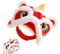 Cat Hat - Soft and Warm, Lion Dance Wear for Dog Winter Hat | Cute Pet Costumes with Plush Hat, Chinese New Year Costume,