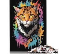Cat Head Graffiti Jigsaw Puzzles Puzzles for Adults Kids. 1000 Piece Impossible Challenge Toy Educational Games Home Decoration for Adults& Kids Age 14 Years Up 1000pcs (38x26cm)