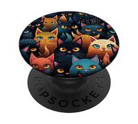 cat head pattern sweet little cats all over kitten PopSockets Adhesive PopGrip