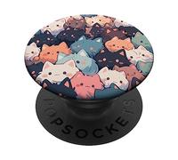 cat head pattern sweet little cats all over kitten PopSockets Adhesive PopGrip