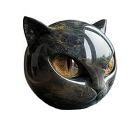Cat Head Sculpture, Black Stone Feline Figurine - 8CM Hand Carved Resin/Kitten Statue | Healing Crystal Stress Relief | Decor For Living Room, Desk, Bedroom | Pet Memorial, Artistic For Lovers