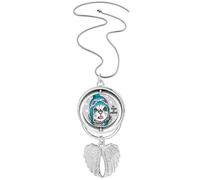 Cat Head The Taste Of Snow Cat Protect Animal Pet Pendant Angel Wings Rotating Necklace Jewelry