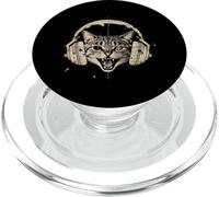 Cat Headphones Tshirt Funny y2k Grunge Silly Graphic Music PopSockets PopGrip for MagSafe