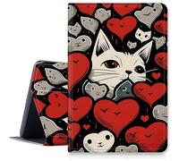 Cat Heart Case for Samsung Galaxy Tab S6 Lite 10.4" 2024/2022/2020 (SM-P620/P610/P613/P615), Shockproof PU Leather Folding Stand Case with Auto Sleep/Wake for Galaxy Tab S6 Lite