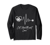Cat Heartbeat Line Funny Unisex Design for Men Women Tee Long Sleeve T-Shirt