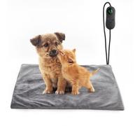 Cat Heat Pad Electric 45 * 45cm, 5 Adjustable Timer & 6 Adjustable Temperature, Pet Heating Mat Waterproof, with Crystal Velvet Cover & Anti Bite Cable, Ideal for Whelping/Puppy/Dogs and Cats