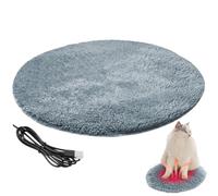Cat Heating Pad Round 15.7 Inch USB Heated Cat Bed with 82.4° F Constant Temperature Waterproof & Scratch-Resistant Winter Pet Heating Pad for Small Pets Silver Grey, Pet Heating Pad, Cat Heating Pa