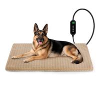 Cat Heating Pad, Waterproof Heated Cat Dog Bed with Adjustable Temperature & Timer, Electric Pet Mat for Indoor Cats Dogs, Chew Resistant Steel Cord（Extra Large : 47"x28" Brown）