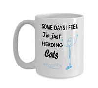 Cat Herder Mug Some Days I Feel Im Just Herding Cats Funny Mug Funny Cup Tea Gift for Father's Day Mother's Day Papa Heart, Coffee, Ceramic Coffee Mug, 11 oz