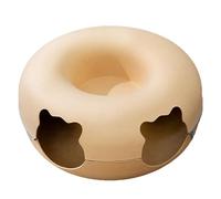 Cat Hideout Tunnel Bed, Detachable Multipurpose Round Tube Hideout with 2 Holes, Felt Felt Washable Interior Donut Cat Condo and Cave for All Seasons (M)