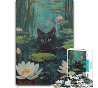 Cat Hiding Underwater Art Wooden Puzzle, Adults, 1000 Pieces | Puzzle for Adults: quiet evening activity on weekends.