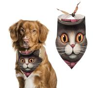 Cat Holding A Cane Pet Scarf Adjustable Pet Accessories Triangular Scarf Washable Floral Print Puppy Bib Bandana Stylish Comfortable Cat Scarves for Holiday Scarfs
