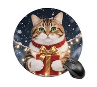 Cat Holding A Mouse Pad Round Laptop Mouse Mat Cute Computer Mousepad Keyboard Pad Non-Slip Desk Pads for Gaming Office Work Home