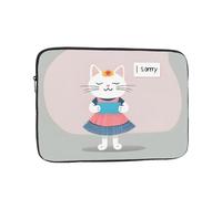 Cat holding sorry postcard Laptop Bag Handheld Portable Briefcase Shockproof Protective Sleeve Computer Inner Bag For 17 inch inch Laptop, Black, 17 inch, Black, 17 inch