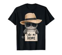 Cat Holding Take Me Home Sign T-Shirt