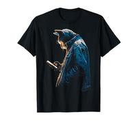 Cat Holds Cellphone Wandering Graphic Animal Artwork Cat T-Shirt