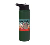 Cat Holic Wine Lover Smug cat Spilled Wine Retro Humorous Stainless Steel Insulated Water Bottle