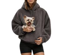 Cat Hoodie For Women UK Sherpa Kangaroo Pouch Pet Carrier Warm Fuzzy Fleece Long Sleeve Cute Pet Holder Winter Sweatshirt
