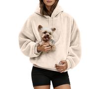 Cat Hoodie For Women UK Sherpa Kangaroo Pouch Pet Carrier Winter Warm Fleece Hooded Long Sleeve Cute Pet Holder Tops