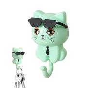 Cat Hooks - Animal Hooks | Cat Keychain | Animal Coat Hooks | Adhesive Cat Wall Hooks | Cute Cat Wear Sunglasses Wall Hook | Cat Hooks