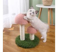 Cat House 33cm Tall Cat Scratching Post, Claw Scratcher Sisal Rope Covered Hemp Rope, Vertical Scratch, Mushroom Design Scratch Pole