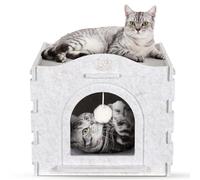 Cat House Bed Indoor Outdoor: Apasiri Cats Bed Cave Outdoor Cat House with Fluffy Ball, 15x15x13Inch, Reinforced Innovative Materials, Warm Insulated Covered Scratch-Resistant