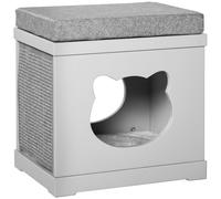 PawHut Cat House Bed Kitten Cave Cube Indoor w/Soft Cushion Sisal Scratching Pad | TJ Hughes White