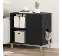 Cat House Black 72x42.5x70cm Engineered Wood Modern Indoor Pet Retreat Durable