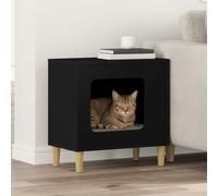 Cat House Black Engineered Wood 51 x 30 x 52 cm Modern Living Pet Shelter Kitten