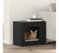 Cat House Black Engineered Wood 51x30x42.5 cm Indoor Cozy Modern Hideaway Nook