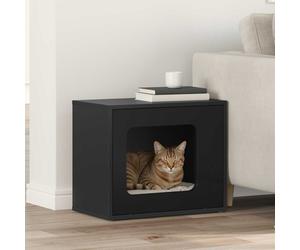 Cat House Black Engineered Wood 51x30x42.5 cm Indoor Cozy Modern Hideaway Nook