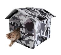 Cat House - Cat Cave Indoor and Outdoor | Wooden Cat House - Waterproof Warm Cat Tent with Door Curtain, Wind and Weatherproof, , Oxford Fabric, Sizes M: 38 x 33 x 33 cm, L: 48 x 40 x 33 cm