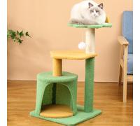 Cat House Cat Tree Cat Scratching Post, Tall Cat Scratcher Featuring with Natural Sisal Scratching Poles, Large House and Interactive Toy Ball for Kittens and Small Cats