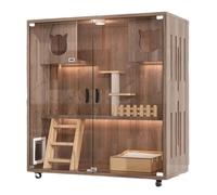 cat house Cat Villa All Solid Wood Cat Cage Home Indoor Cat House Cattery Double-layer Cat Cabinet Cat Room Pet Cat Nest cat cage(Color:7)