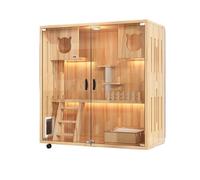 cat house Cat Villa All Solid Wood Cat Cage Home Indoor Cat House Cattery Double-layer Cat Cabinet Cat Room Pet Cat Nest cat cage(Color:3)