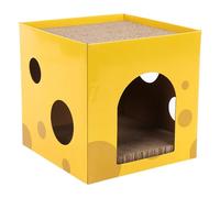 Cat House, Corrugated Cardboard Two Layer Scratch Pad, Cheese Bed Cat Scratching Pad Interactive Play Structure with Multiple Entry Points for Cats Kittens