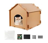 Cat House - Dog Outdoor Enclosure | Stray Pets Waterproof Shelter | Winterproof Insulated Cabin For Puppy Kitten Bunnies Sleeping Hiding Feeding Play Patio Balcony Camping (Black/brown)