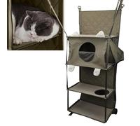 Cat house, double-layer foldable cat house with removable cushion and bell, indoor cat house for large cats, for indoor cats, cat scratching bed for medium pets