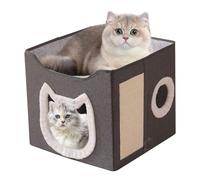 Cat House Folding Furniture | Large Cosy Cave Bed 2 Layers | Pet Hideaway Kennel | Scratch Board and Soft Ball for Pets Cats Kittens Cats Kennels